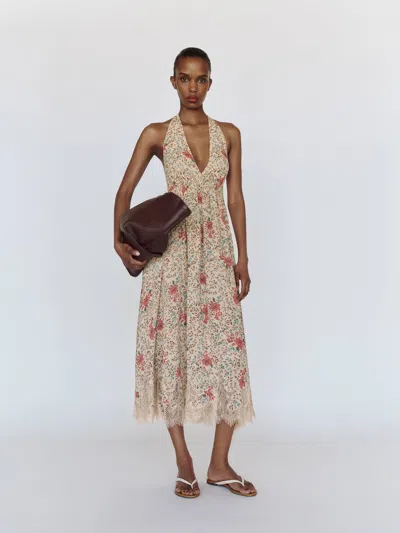 Reformation Valeraine Dress Natural Lace Xl In Orange