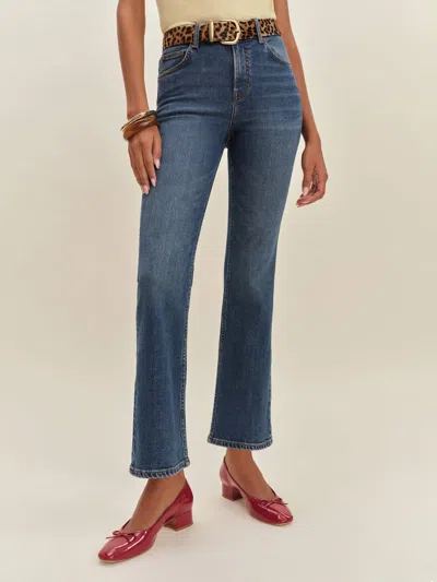 Reformation Jean Évasé Super Stretch À Taille Mi-haute Et Longueur Cheville Valeria In Blue