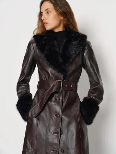 Reformation Veda Aria Leather Trench In Brown