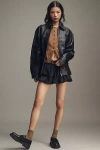 Reformation Veda Bennett Leather Shirt Jacket In Black