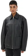 Reformation Veda Bennett Oversized Leather Bomber Black In Black