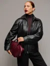 Reformation Veda Bennett Oversized Leather Bomber In Black