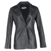Reformation Veda Bowery Single-breasted Blazer In Black Leather In Black