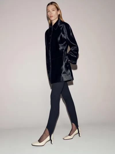 Reformation Veda Celine Jacket Black Calfhair Leather Xs