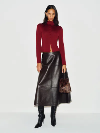 Reformation Veda Coco Skirt Brown 0 In Red