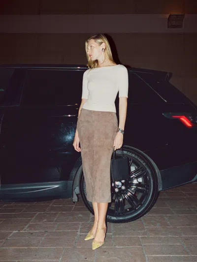 Reformation Veda Cole Low Waist Leather Maxi Skirt Brown 12