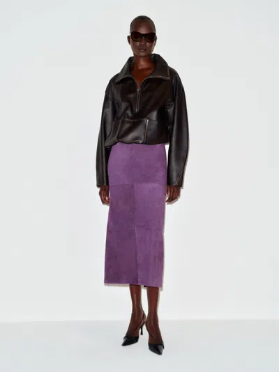 Reformation Veda Cole Low Waist Leather Maxi Skirt Purple 2