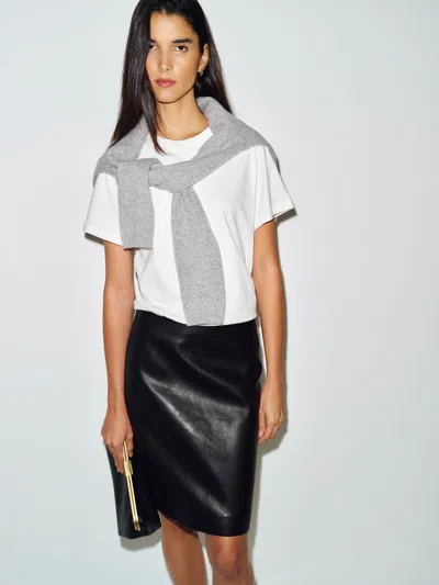 Reformation Veda Elle Leather Skirt Black Shine 0