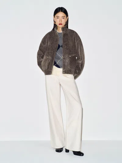 Reformation Veda Harrison Leather Oversized Bomber Black Medium