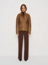 Reformation Veda Harrison Leather Oversized Bomber In Brown