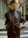 Reformation Veda Harrison Leather Oversized Bomber In Burgundy