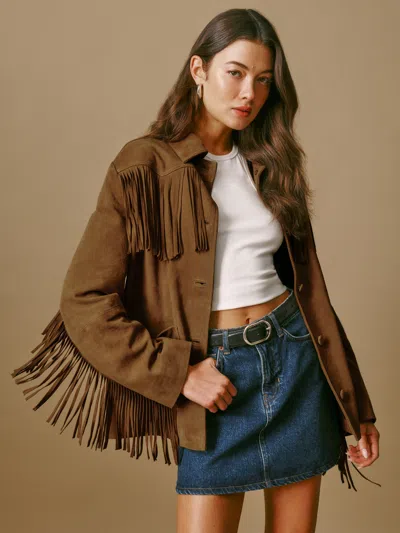 Reformation Veda Houston Suede Jacket In Topanga Canyon