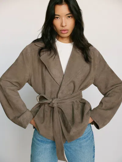 Reformation Veda Jaden Cropped Trench In Brown