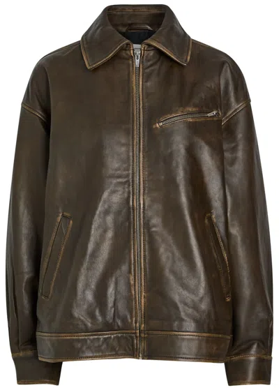 Reformation Veda Leather Jacket In Brown