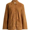 Reformation Veda Lincoln Suede Shirt Jacket In Brown