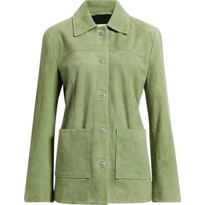 Reformation Veda Lincoln Suede Shirt Jacket In Green