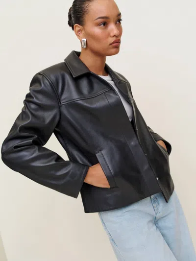 Reformation Veda Louisa Leather Jacket In Black