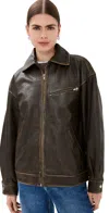 Reformation Veda Marco Leather Oversized Bomber Pitstop In Pitstop