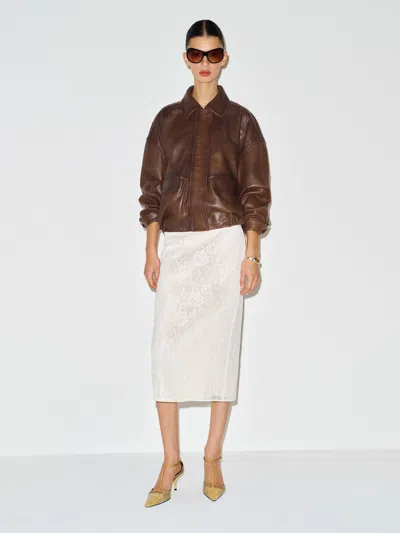 Reformation Veda Taelor Bomber Jacket Brown Large