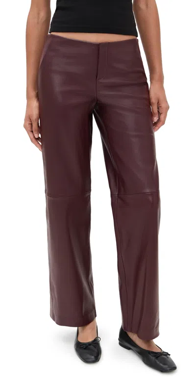 Reformation Veda Vida Low Rise Leather Pants Merlot In Burgundy