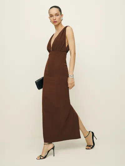 Reformation Velda Dress In Chocolate