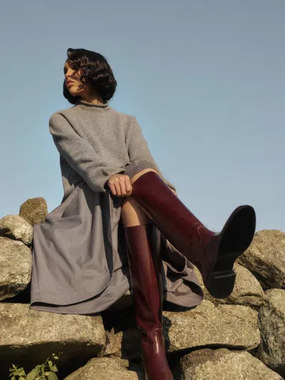 Reformation Velvet Hour Knee Boot In Burgundy