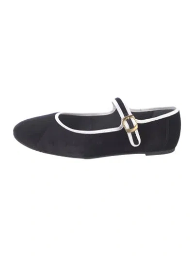 Pre-owned Reformation Velvet Mary Jane Flats In Black
