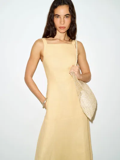 Reformation Venice Linen Dress Yellow 10
