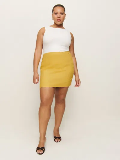 Reformation Veranda Linen Skirt Es In Sunflower