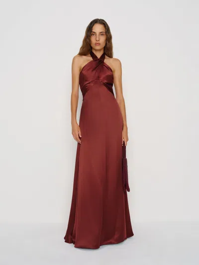 Reformation Veria Silk Dress In Red