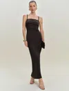 Reformation Robe En Satin Vesper In Marron