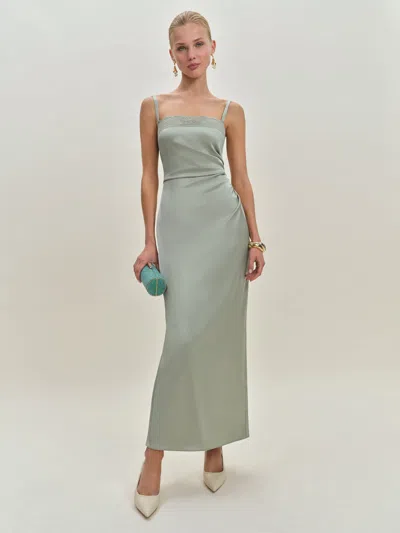 Reformation Vesper Satin Dress In Salvia