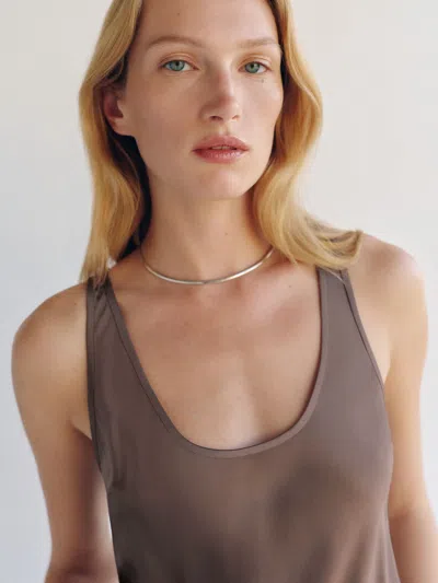 Reformation Veya Silk Top Brown Xs