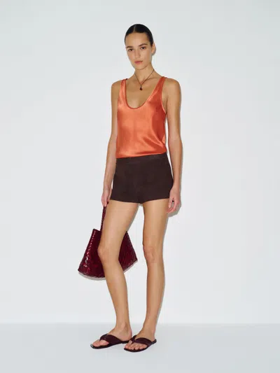 Reformation Veya Silk Top Orange Small In Pink