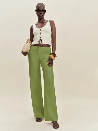 Reformation Pantalon Taille Basse En Lin Vida