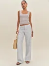 Reformation Vida Linen Low Rise Pant Grey 8 In Gray