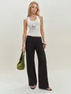 Reformation Vida Linen Low Rise Pant In Noir