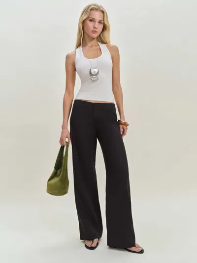 Reformation Vida Linen Low Rise Pant In Noir