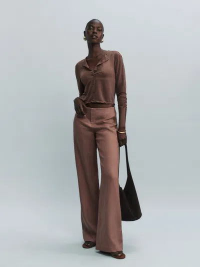 Reformation Vida Low Rise Linen Pant In Mink ModeSens