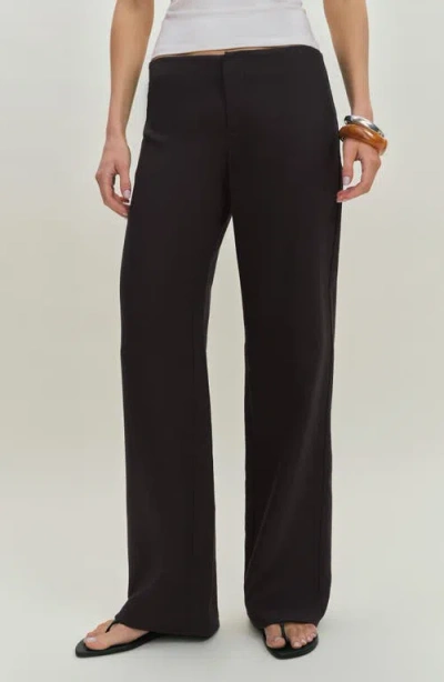 Reformation Vida Low Rise Linen Pants In Black