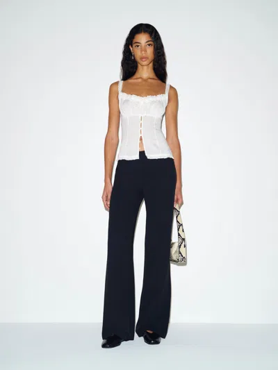 Reformation Vida Low Rise Long Pant Pitch Black 10l In White