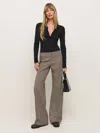 Reformation Vida Low Rise Pant In Brown Check