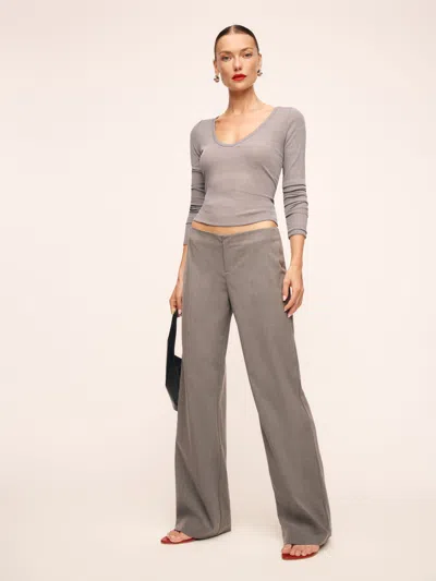 Reformation Vida Low Rise Pant In Charcoal Stripe