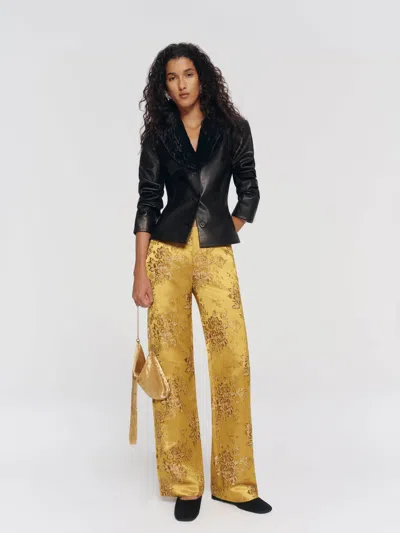Reformation Vida Low Rise Pant Green 0 In Animal Print
