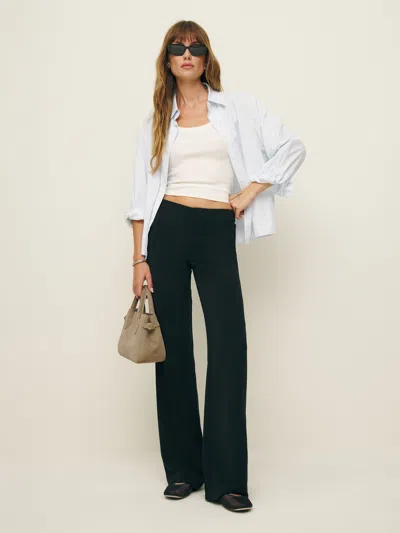 Reformation Vida Low Rise Pant In Pitch Black