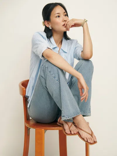 Reformation Vincenza Thong Sandal In Pecan