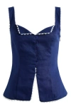 Reformation Viola Linen Button-up Top In Danube