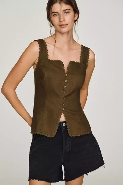 Reformation Viola Linen Scalloped Tank Top In Multi