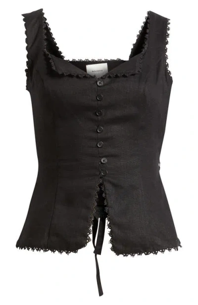 Reformation Viola Linen Tank In Black