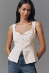 Reformation Womens Viola Crotchet-trim Linen Top Sugar In Neutral